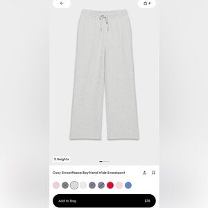 Aritzia Cozy fleece boyfriend wide sweatpants short